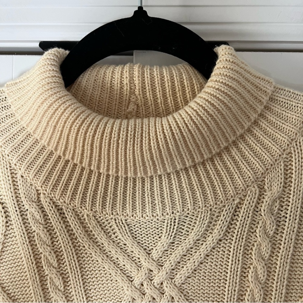 Vintage Cable Knit Fisherman Turtleneck Sweater Scandi Gilmore Size Small Cotton - Picture 6 of 10